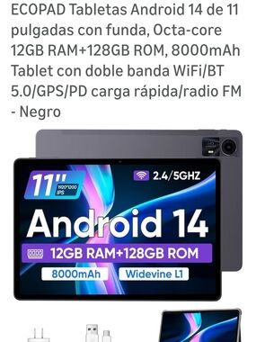 Android 14 11" Tablet with 12GB RAM and 128GB ROM - Black